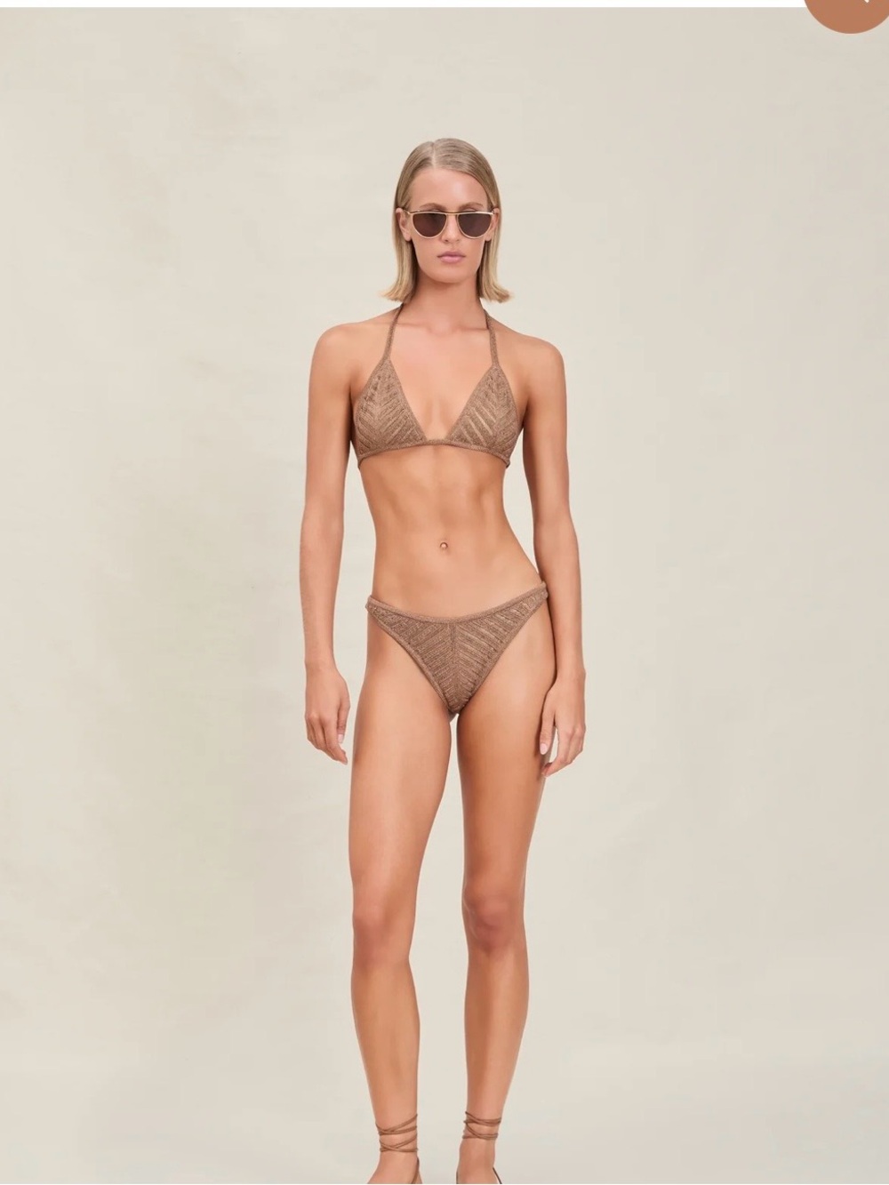 NWT DEVON WINDSOR Tan Crochet Triangle Bikini Set